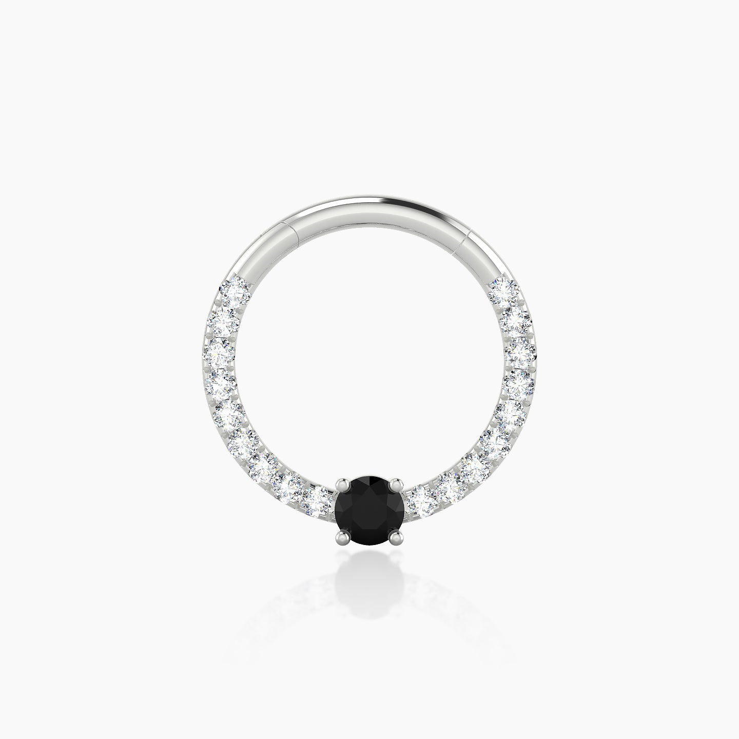 Inanna | 18k White Gold 9.5 mm Round Black Diamond & Diamond Septum Piercing