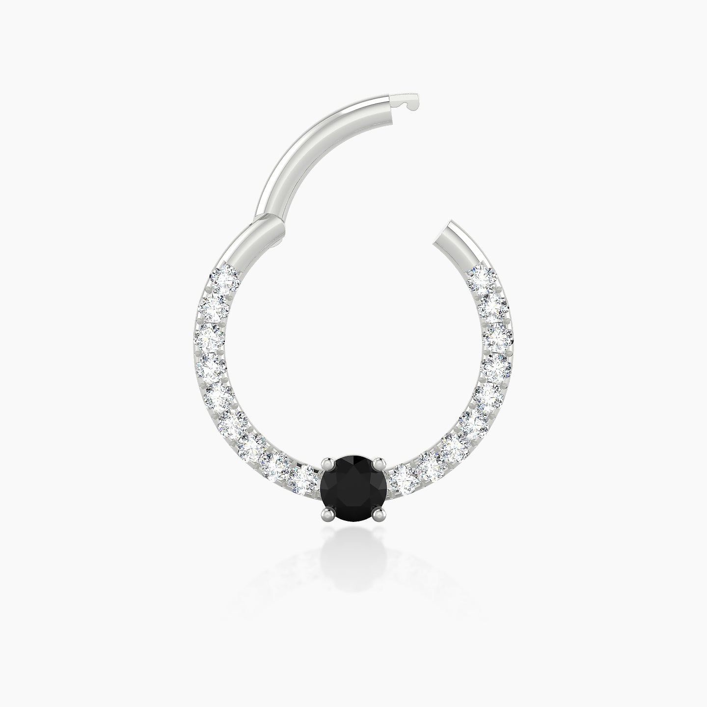 Inanna | 18k White Gold 9.5 mm Round Black Diamond & Diamond Septum Piercing