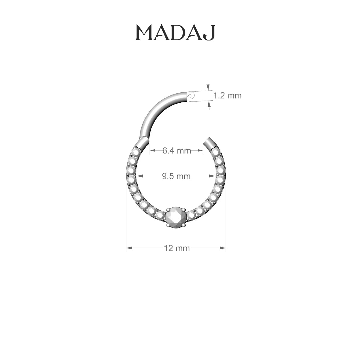 Inanna | 18k Yellow Gold 9.5 mm Round Emerald & Diamond Septum Piercing