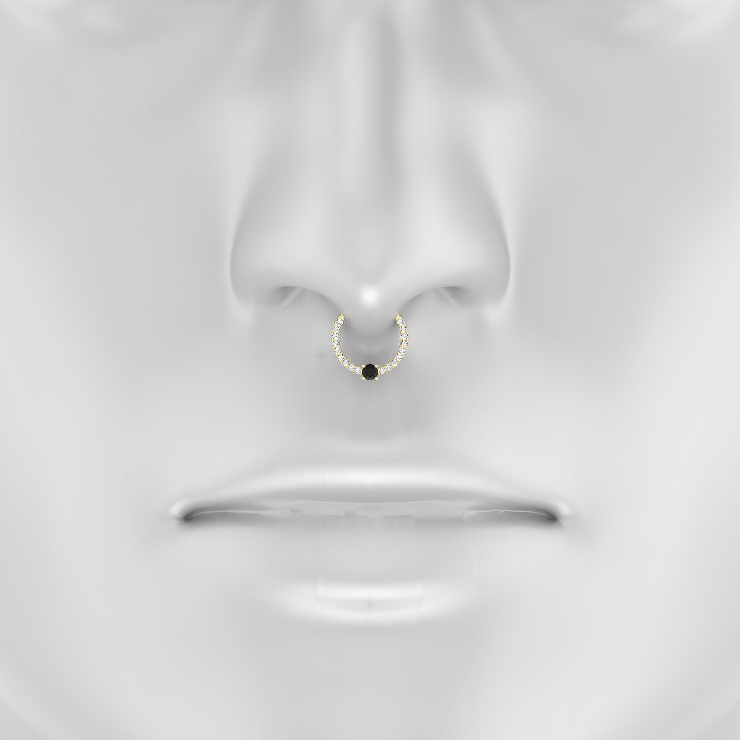 Inanna | 18k Yellow Gold 9.5 mm Round Black Diamond & Diamond Septum Piercing