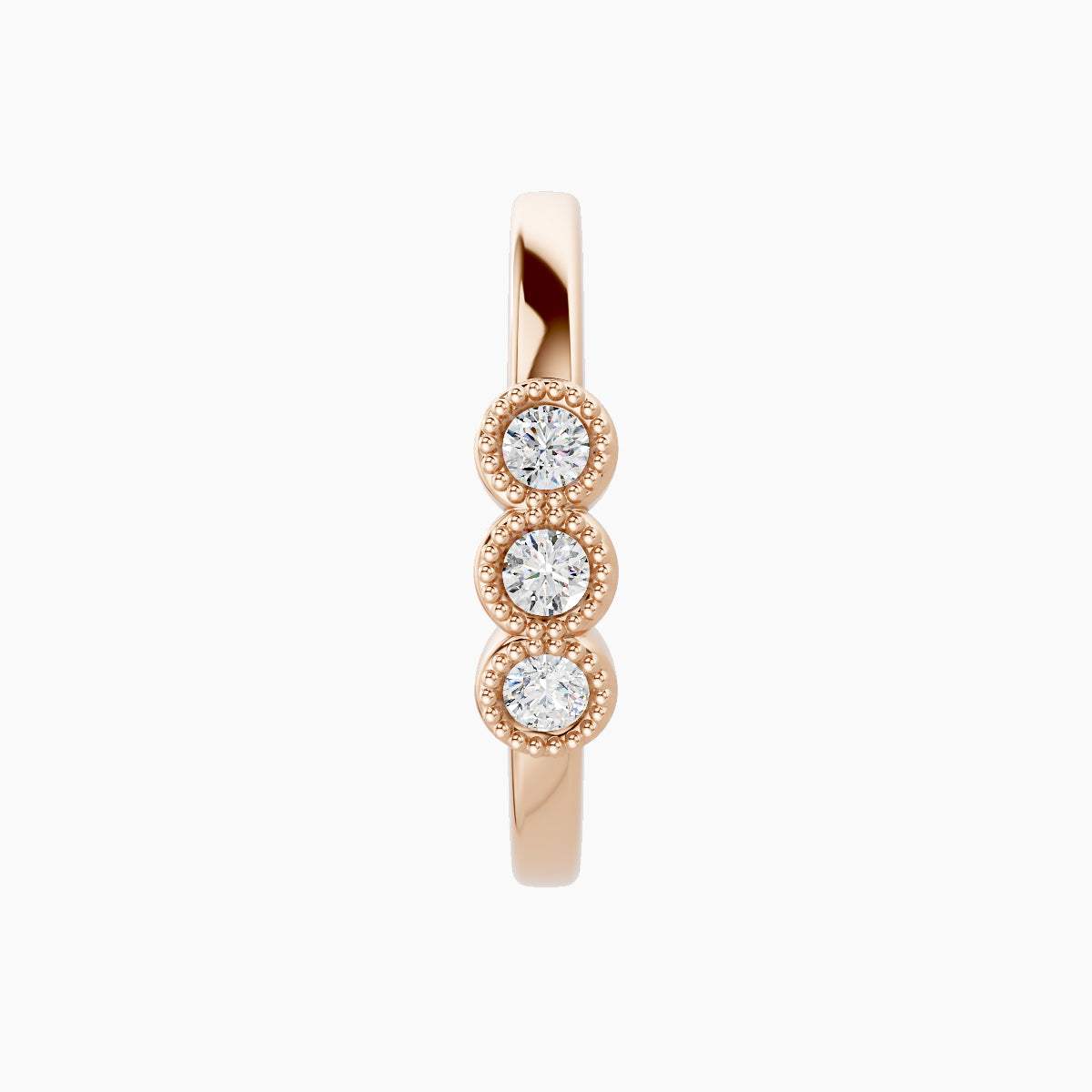 Irene | 18k Rose Gold 11 mm Trilogy Diamond Hoop Piercing