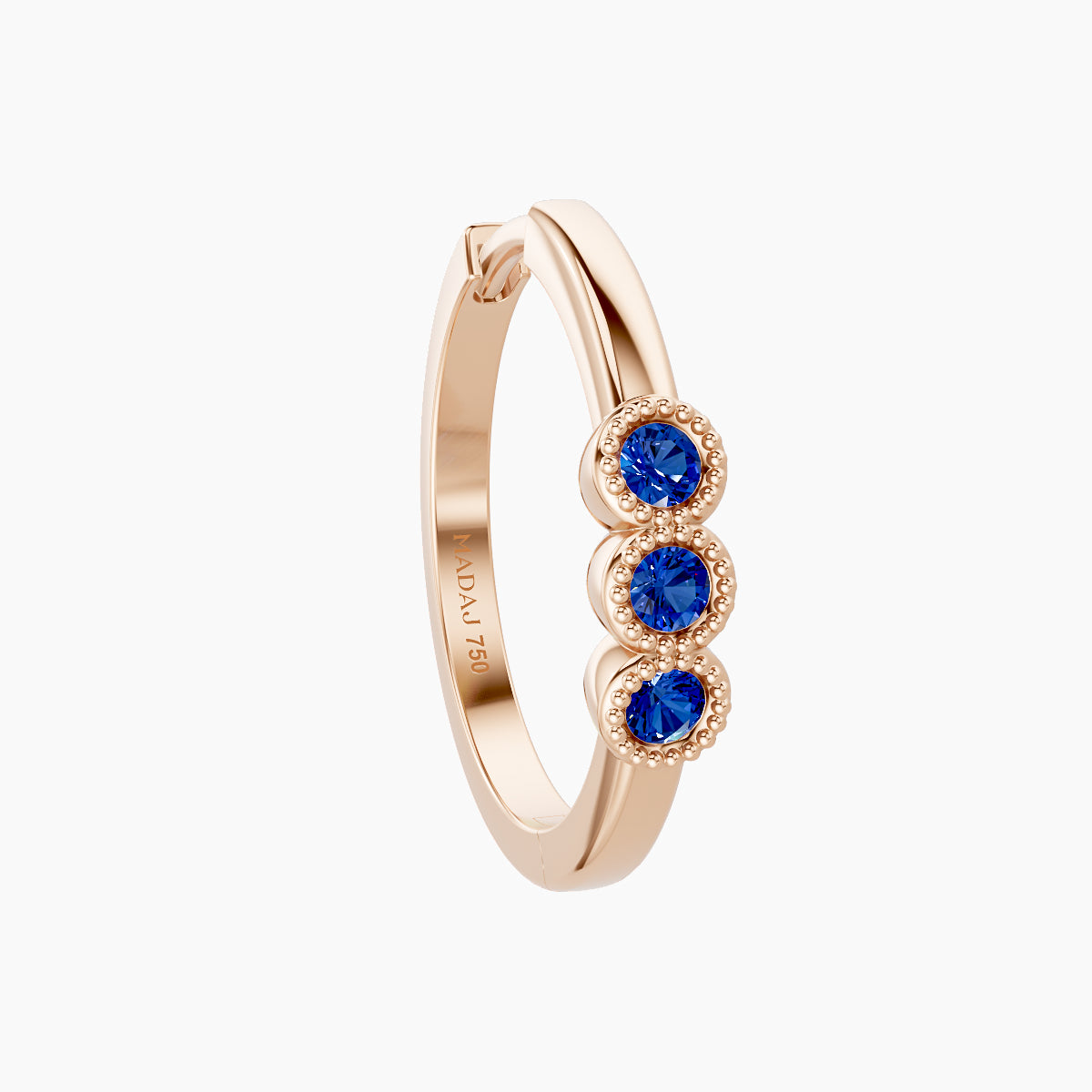 Irene | 18k Rose Gold 11 mm Trilogy Sapphire Hoop Piercing