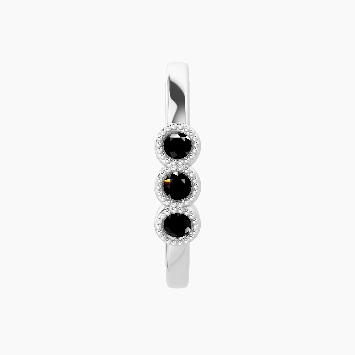 Irene | 18k White Gold 11 mm Trilogy Black Diamond Hoop Piercing
