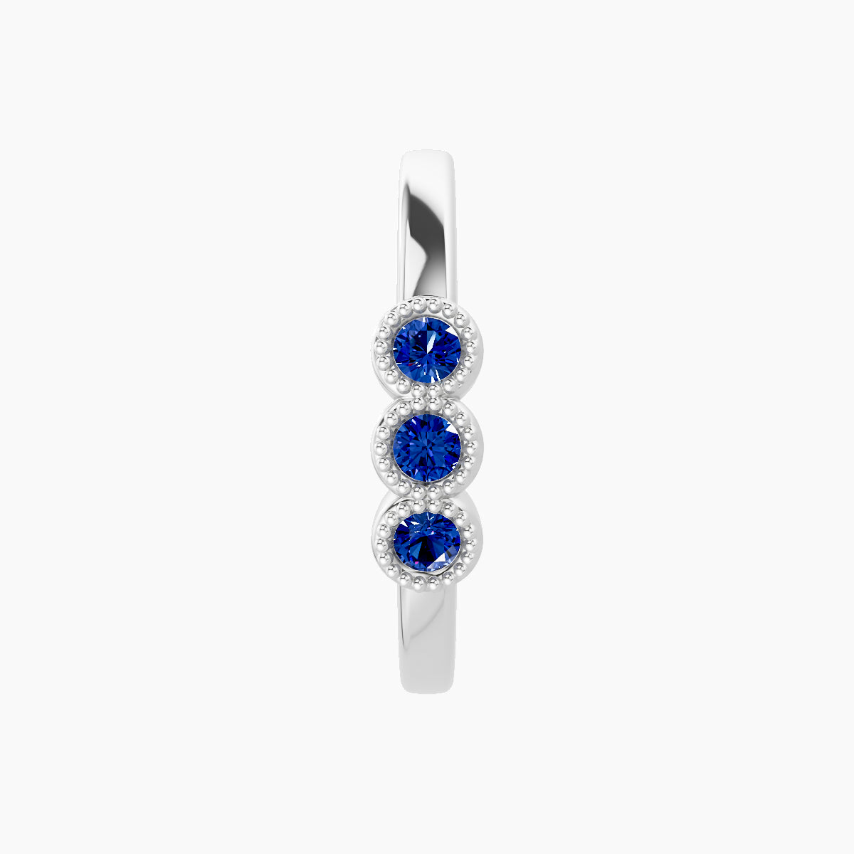 Irene | 18k White Gold 11 mm Trilogy Sapphire Hoop Piercing