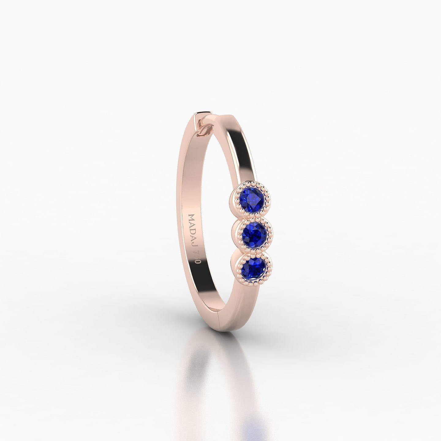 Irene | 18k Rose Gold 11 mm Trilogy Sapphire Hoop Piercing