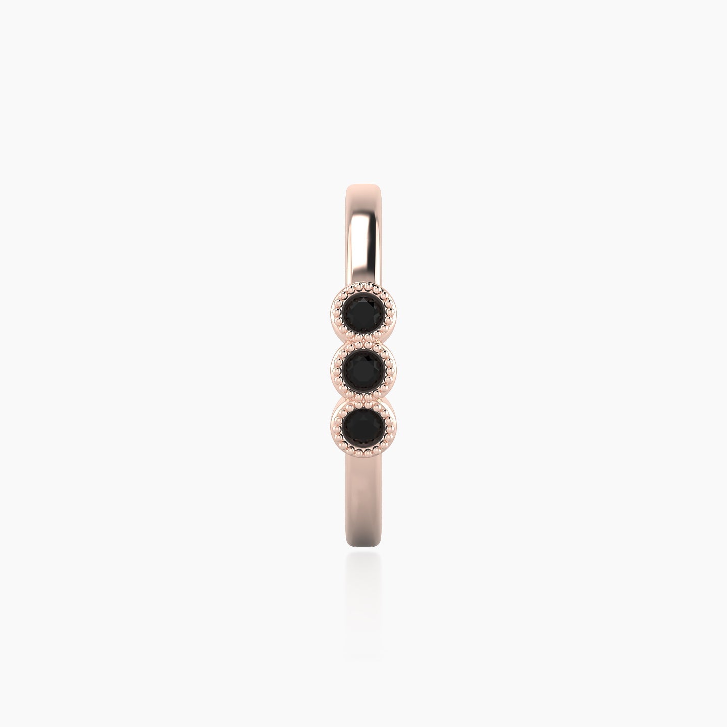 Irene | 18k Rose Gold 11 mm Trilogy Black Diamond Hoop Piercing