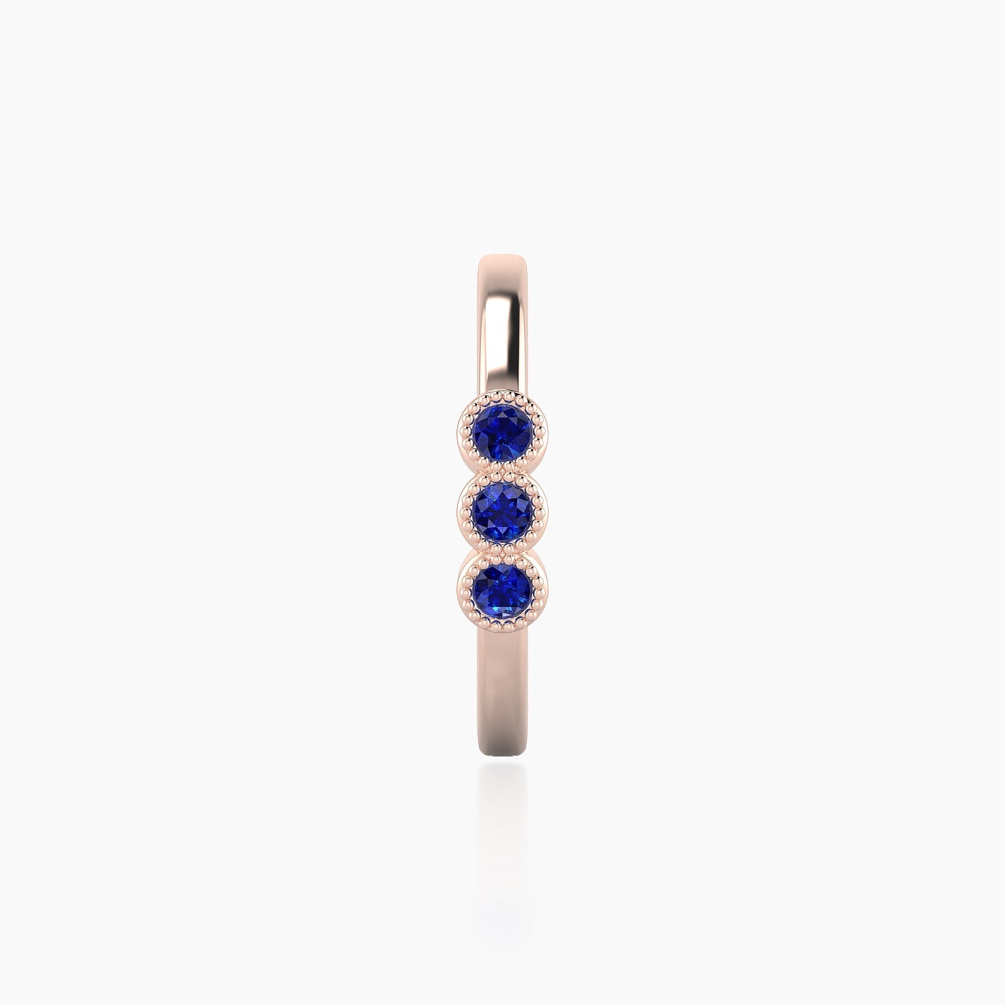 Irene | 18k Rose Gold 11 mm Trilogy Sapphire Hoop Piercing