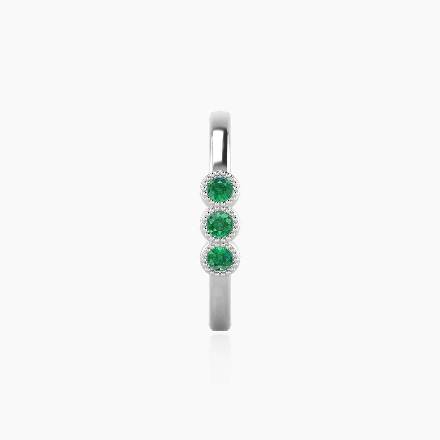 Irene | 18k White Gold 11 mm Trilogy Emerald Hoop Piercing