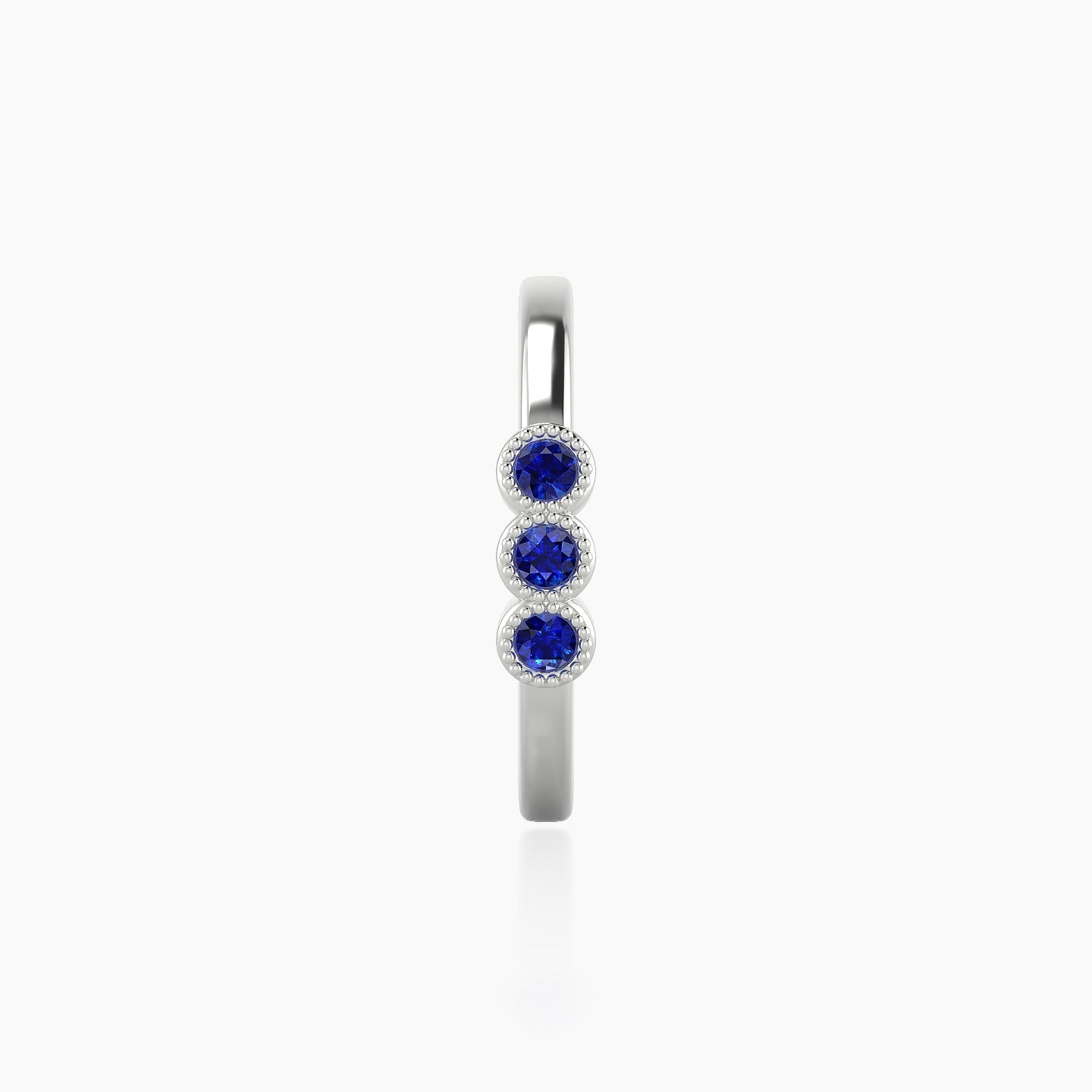 Irene | 18k White Gold 11 mm Trilogy Sapphire Hoop Piercing