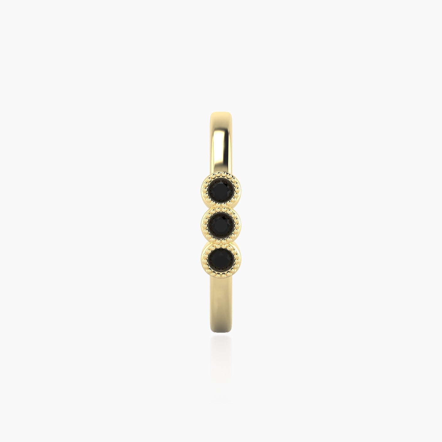 Irene | 18k Yellow Gold 11 mm Trilogy Black Diamond Hoop Piercing