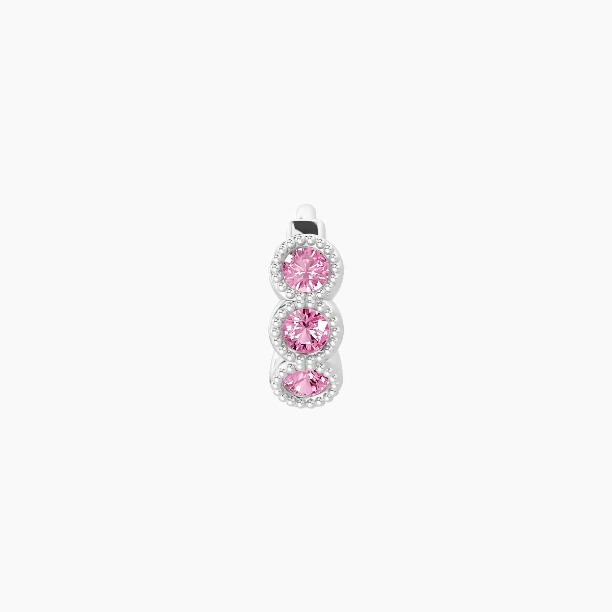 Irene | 18k White Gold 5 mm Trilogy Pink Sapphire Hoop Piercing