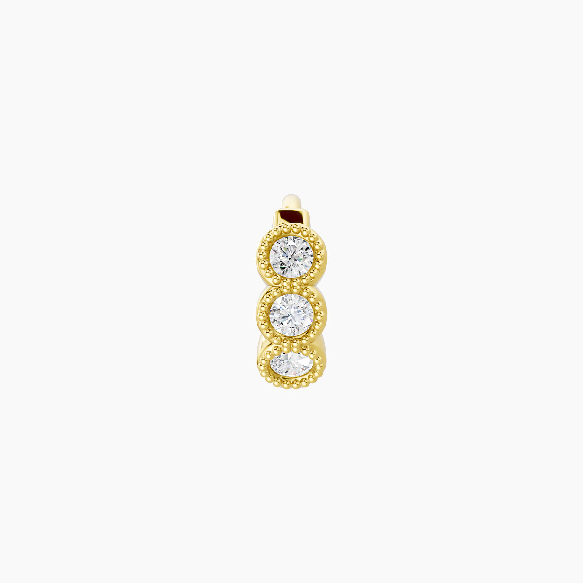 Irene | 18k Yellow Gold 5 mm Trilogy Diamond Hoop Piercing