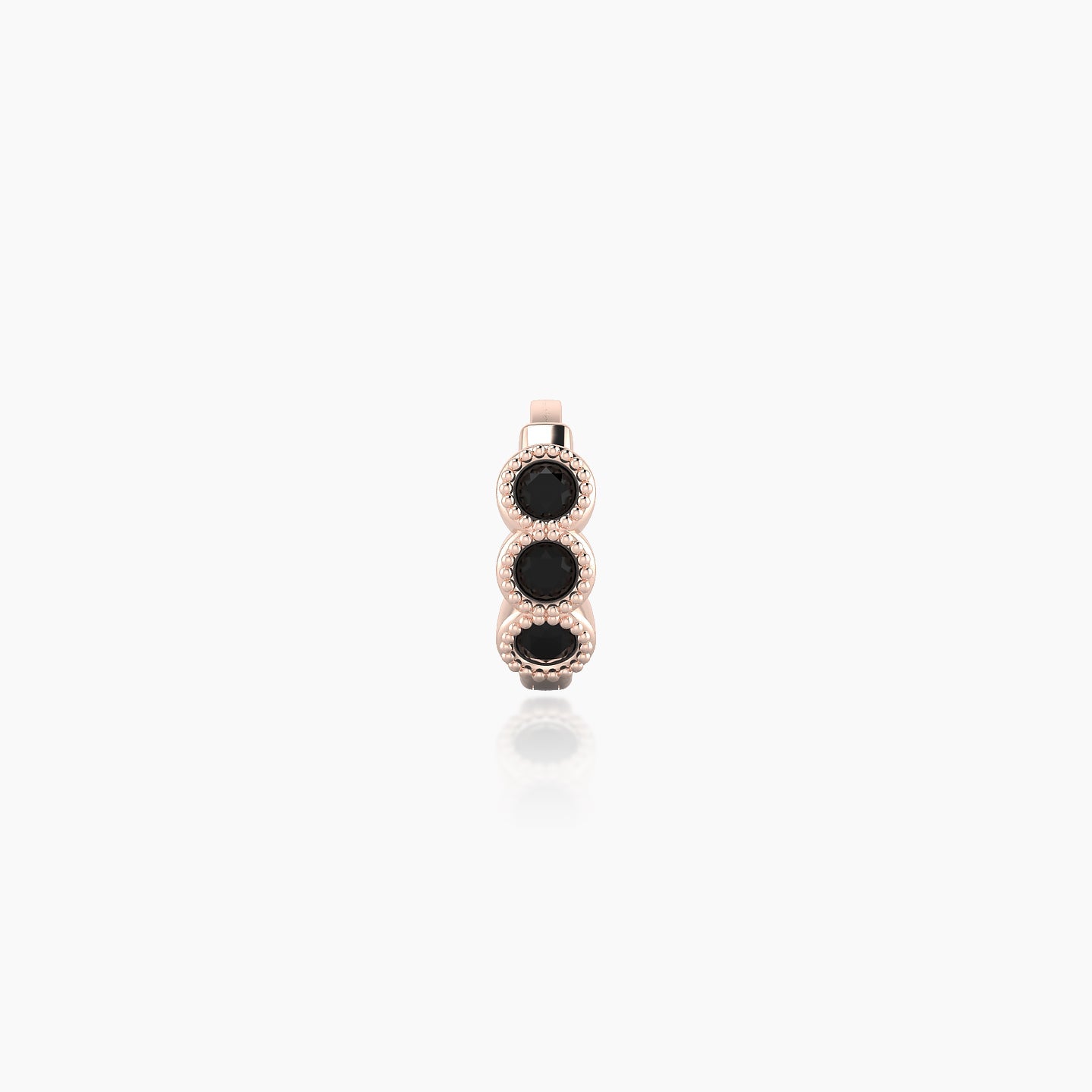 Irene | 18k Rose Gold 5 mm Trilogy Black Diamond Hoop Piercing