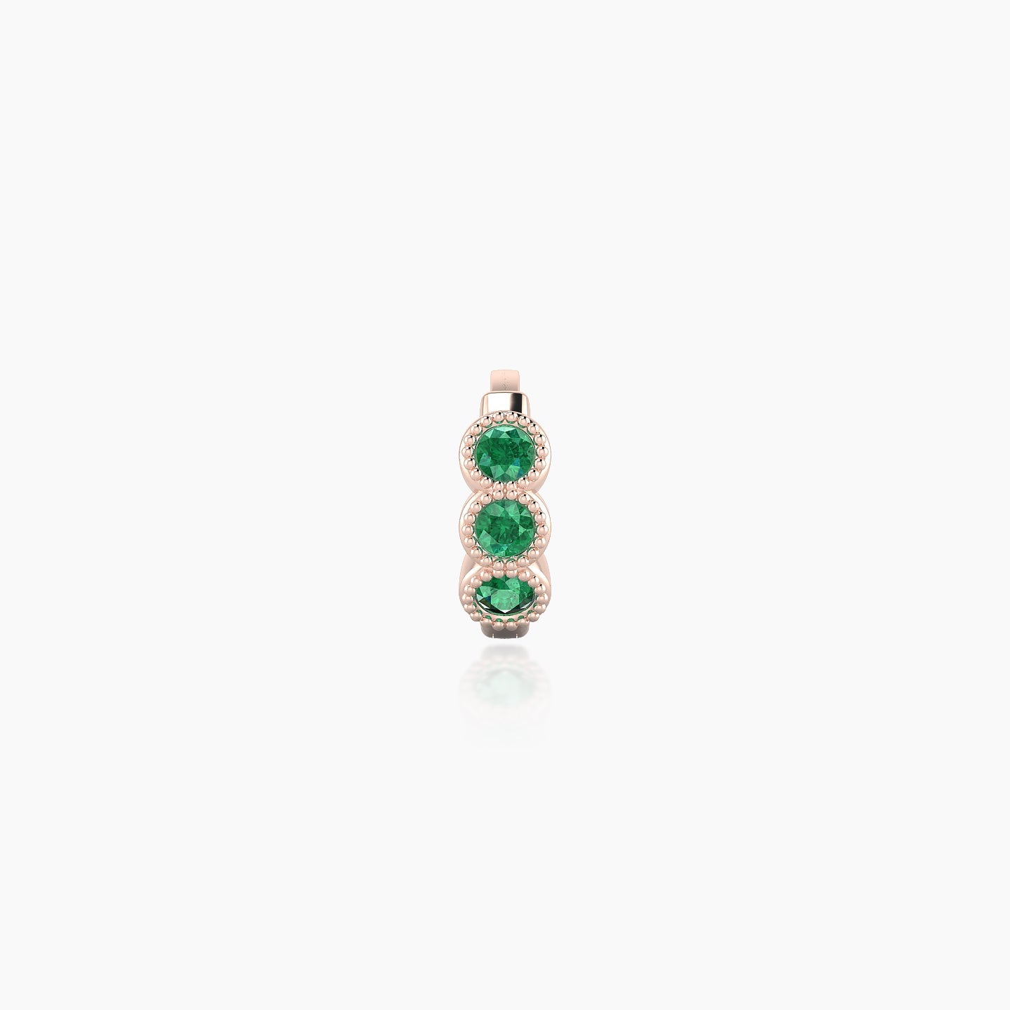 Irene | 18k Rose Gold 5 mm Trilogy Emerald Hoop Piercing