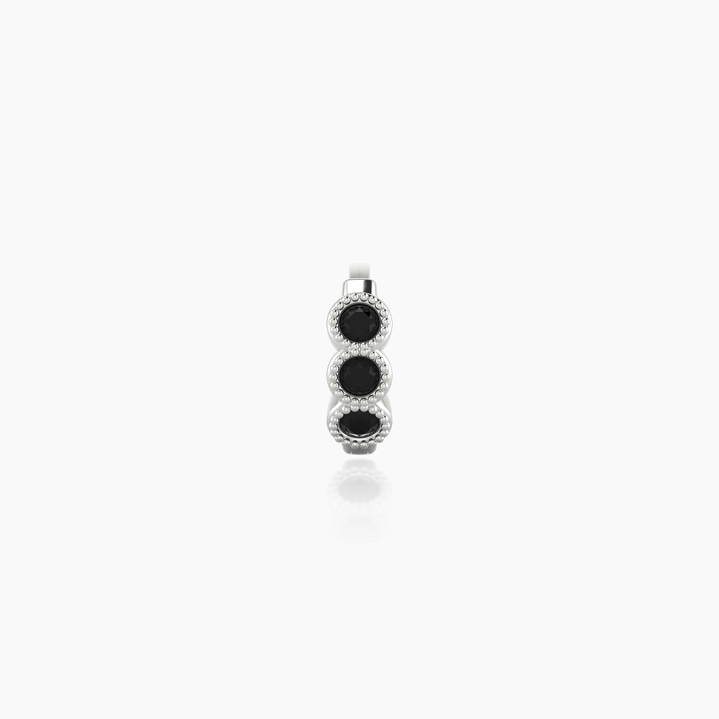 Irene | 18k White Gold 5 mm Trilogy Black Diamond Hoop Piercing