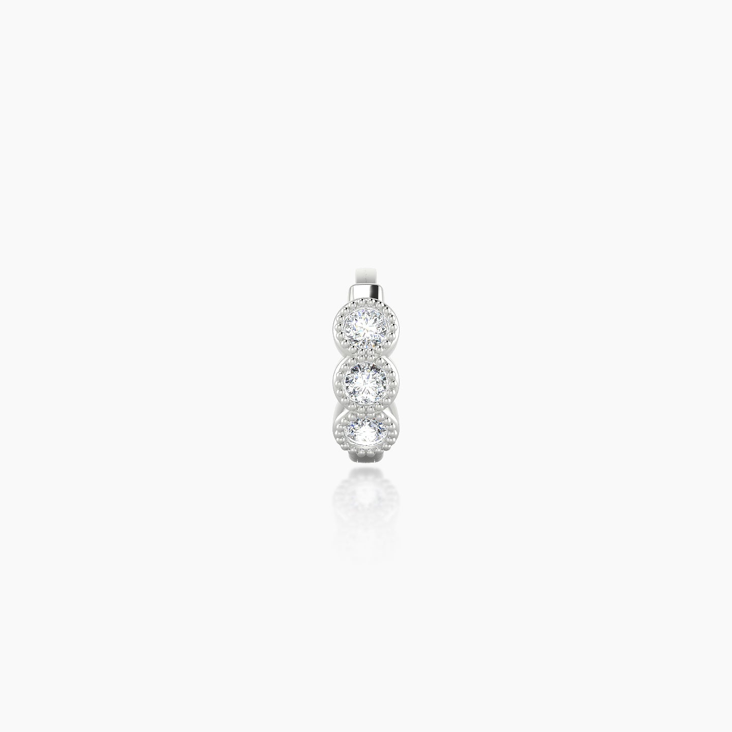 Irene | 18k White Gold 5 mm Trilogy Diamond Hoop Piercing