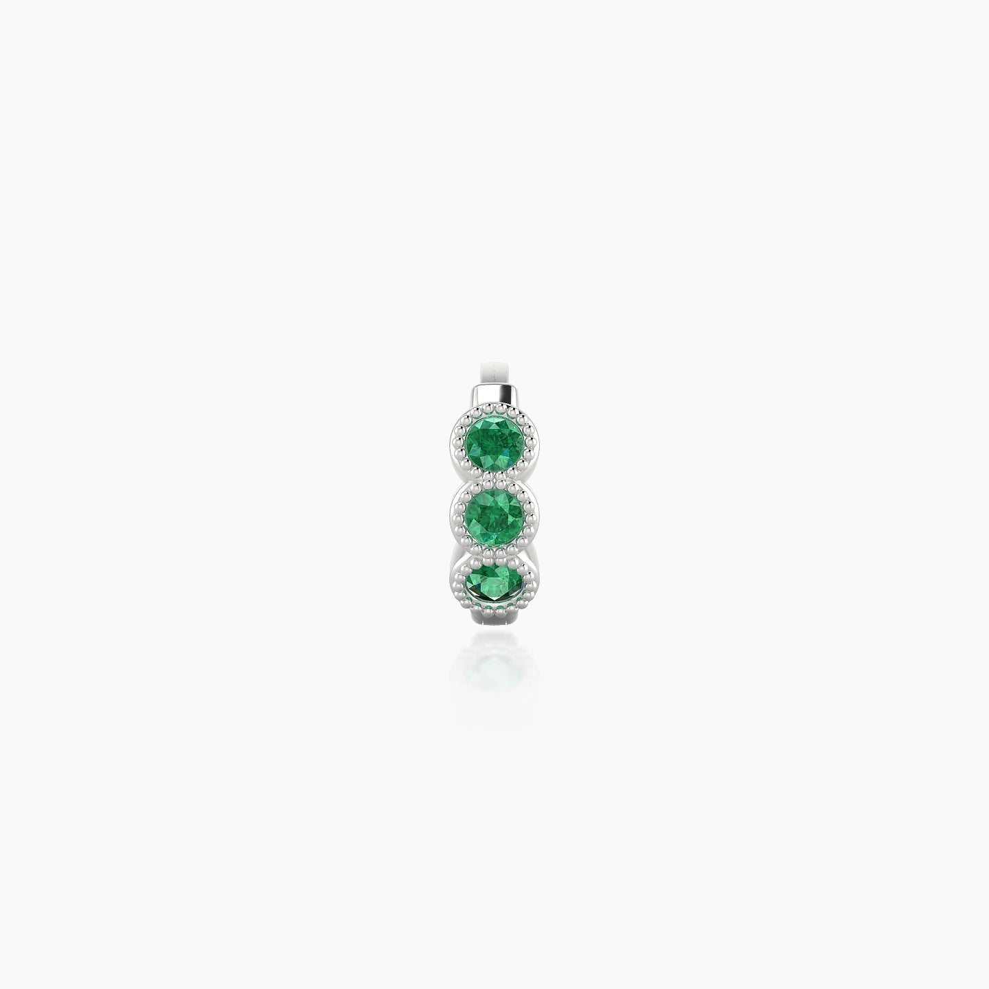 Irene | 18k White Gold 5 mm Trilogy Emerald Hoop Piercing