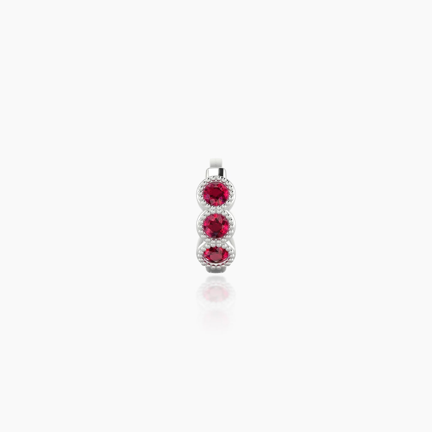 Irene | 18k White Gold 5 mm Trilogy Ruby Hoop Piercing