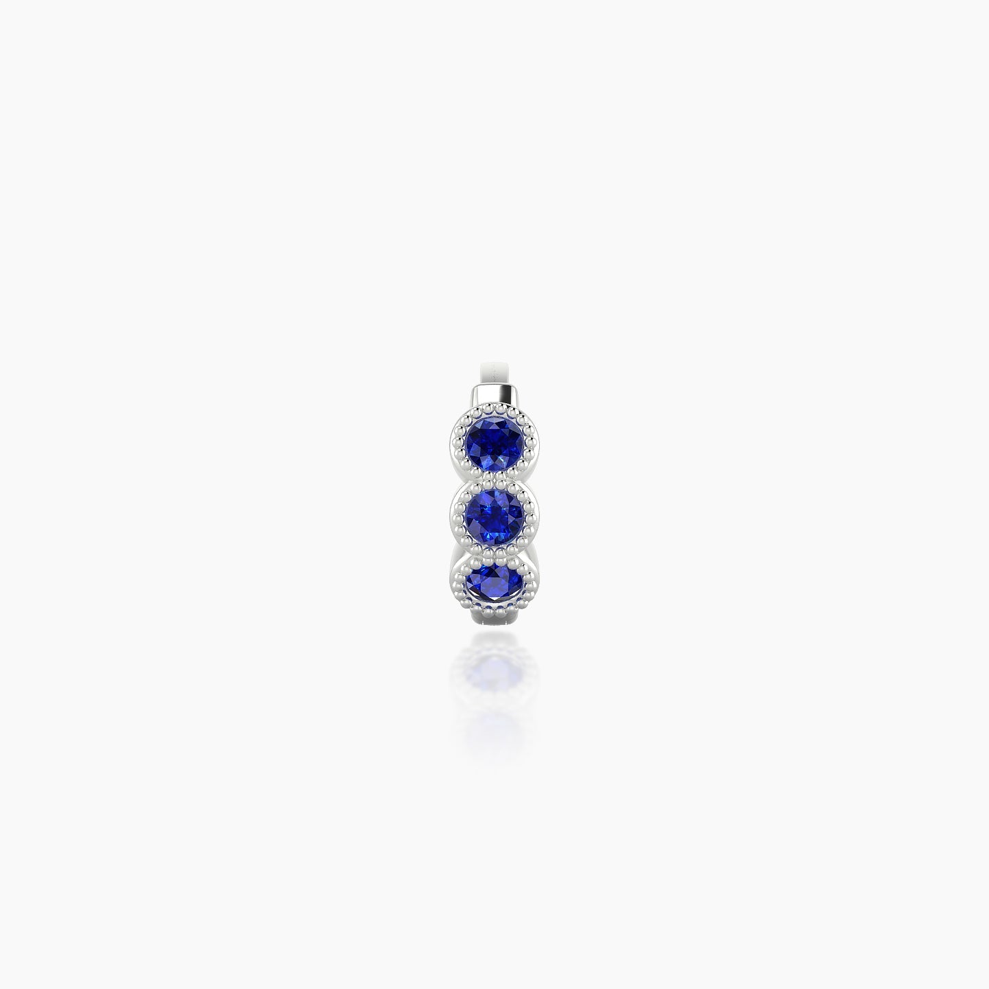 Irene | 18k White Gold 5 mm Trilogy Sapphire Hoop Piercing