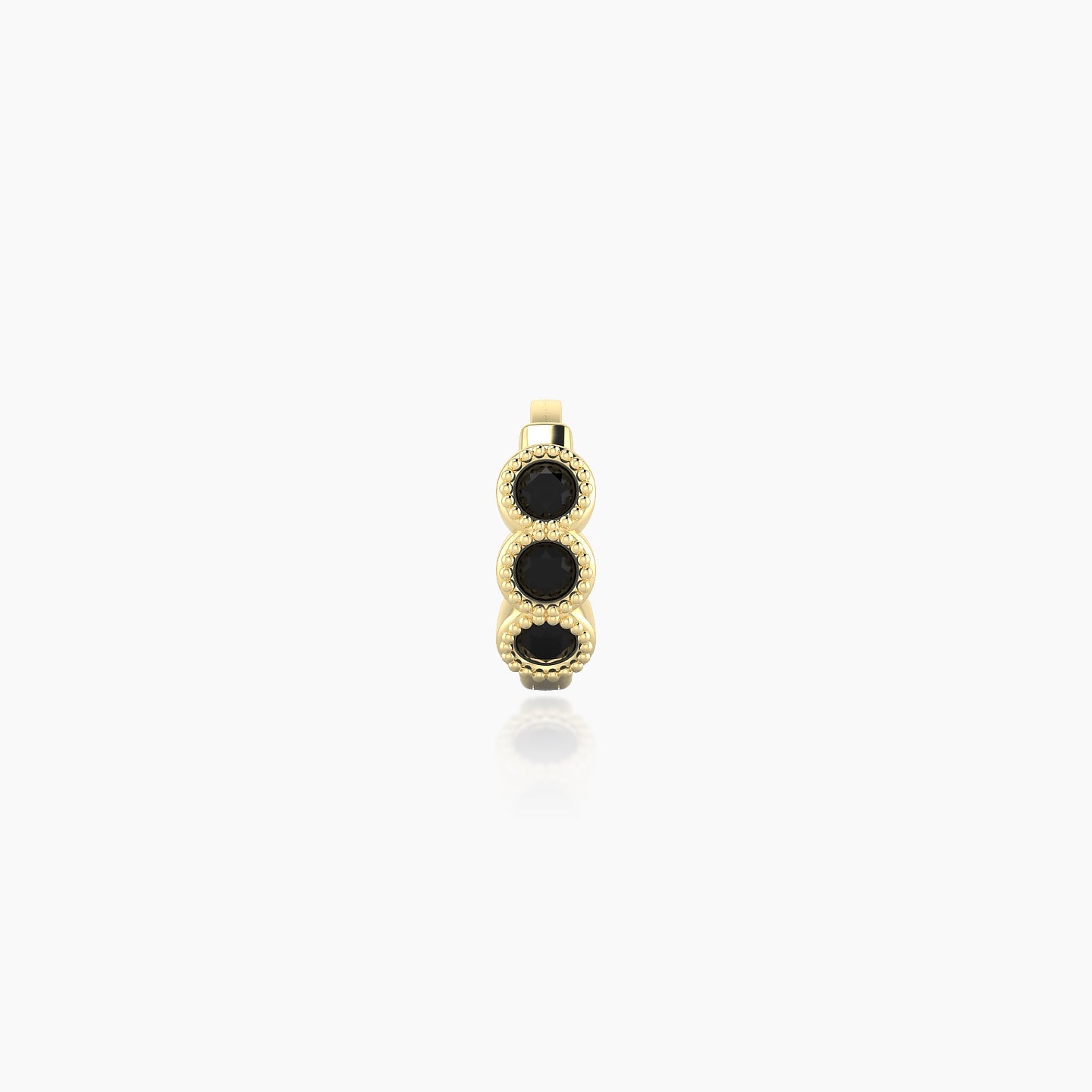 Irene | 18k Yellow Gold 5 mm Trilogy Black Diamond Hoop Piercing