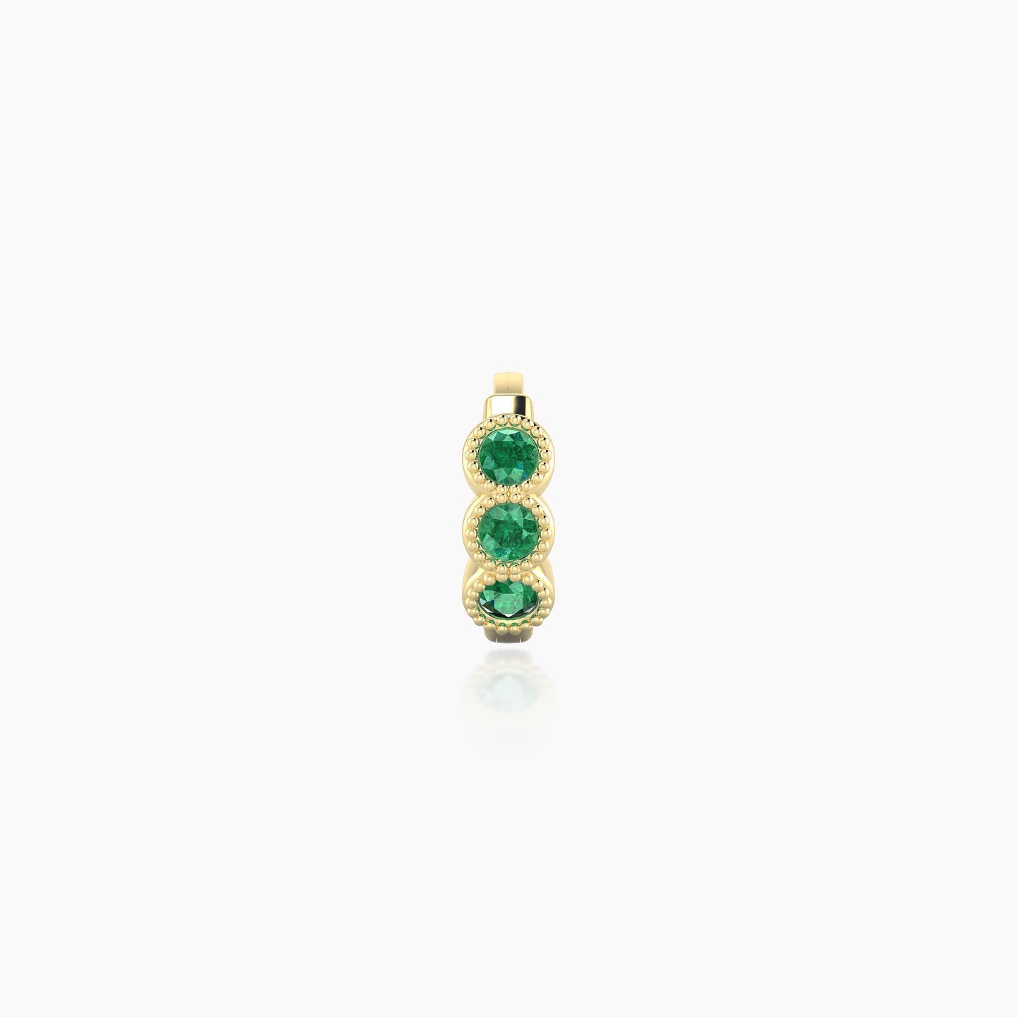 Irene | 18k Yellow Gold 5 mm Trilogy Emerald Hoop Piercing