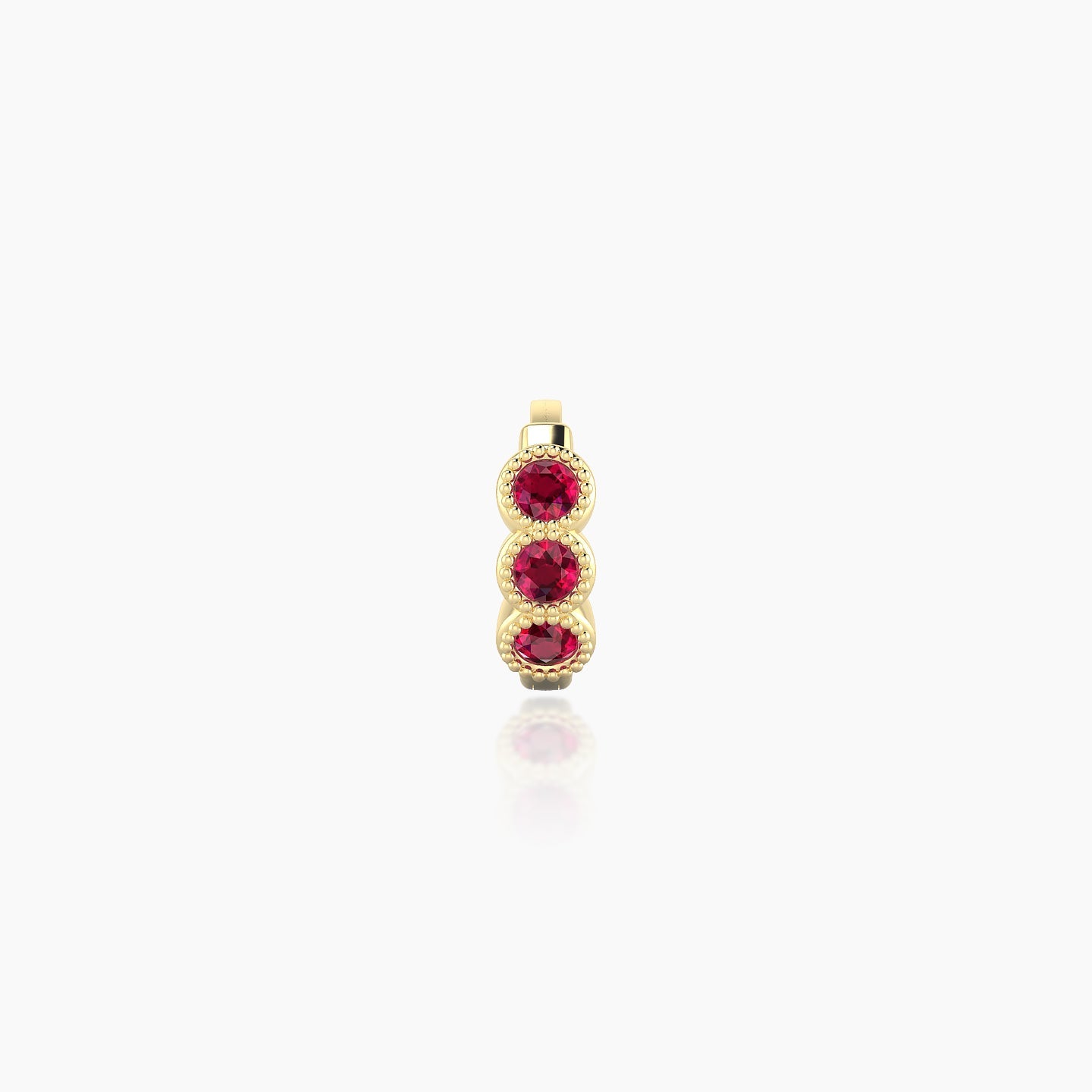 Irene | 18k Yellow Gold 5 mm Trilogy Ruby Hoop Piercing