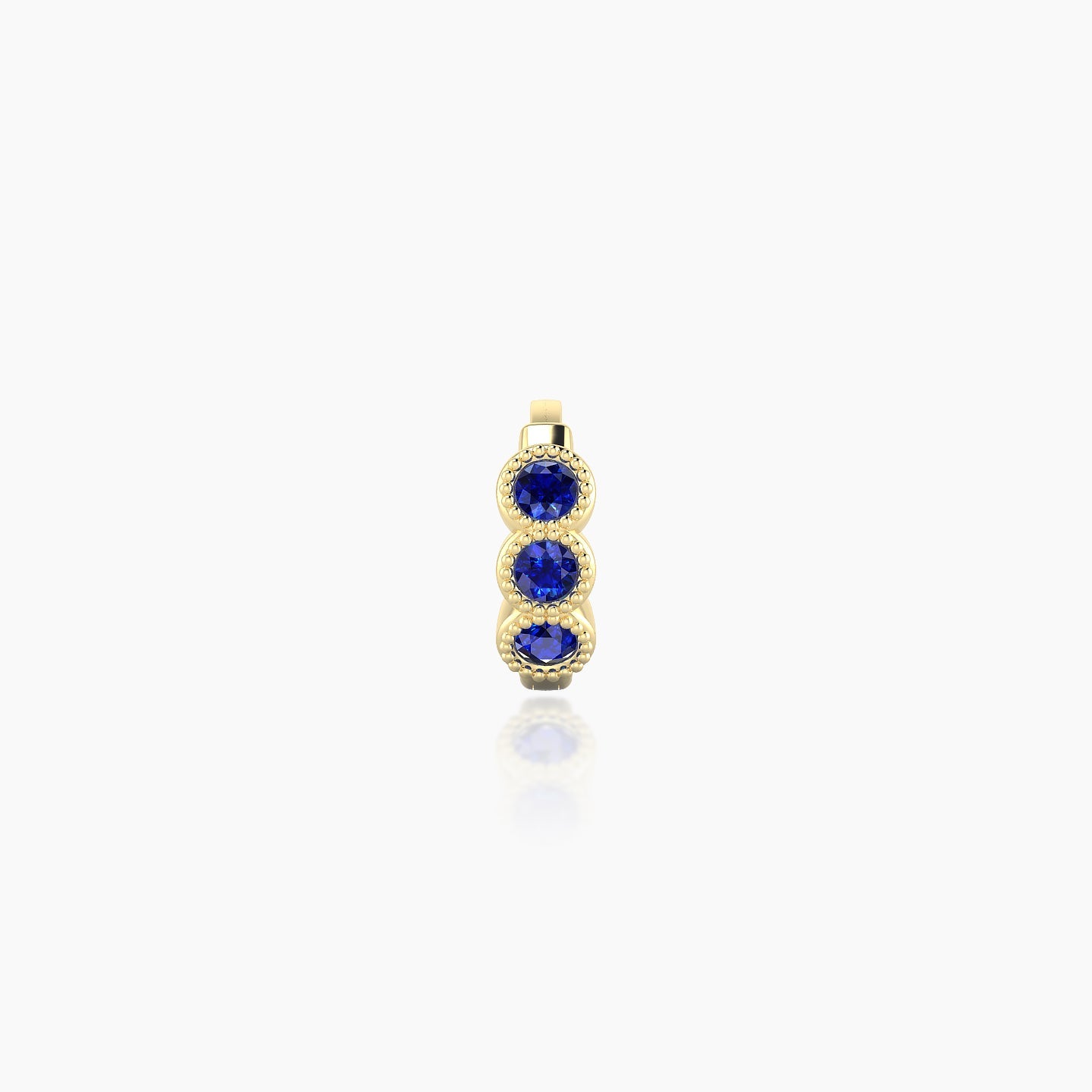 Irene | 18k Yellow Gold 5 mm Trilogy Sapphire Hoop Piercing