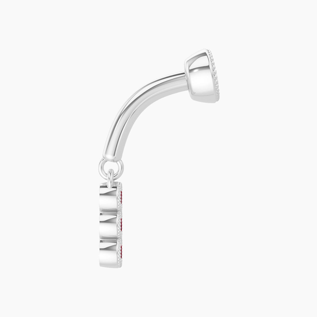 Irene | 18k White Gold 6 mm Trilogy Ruby & Diamond Rook Piercing