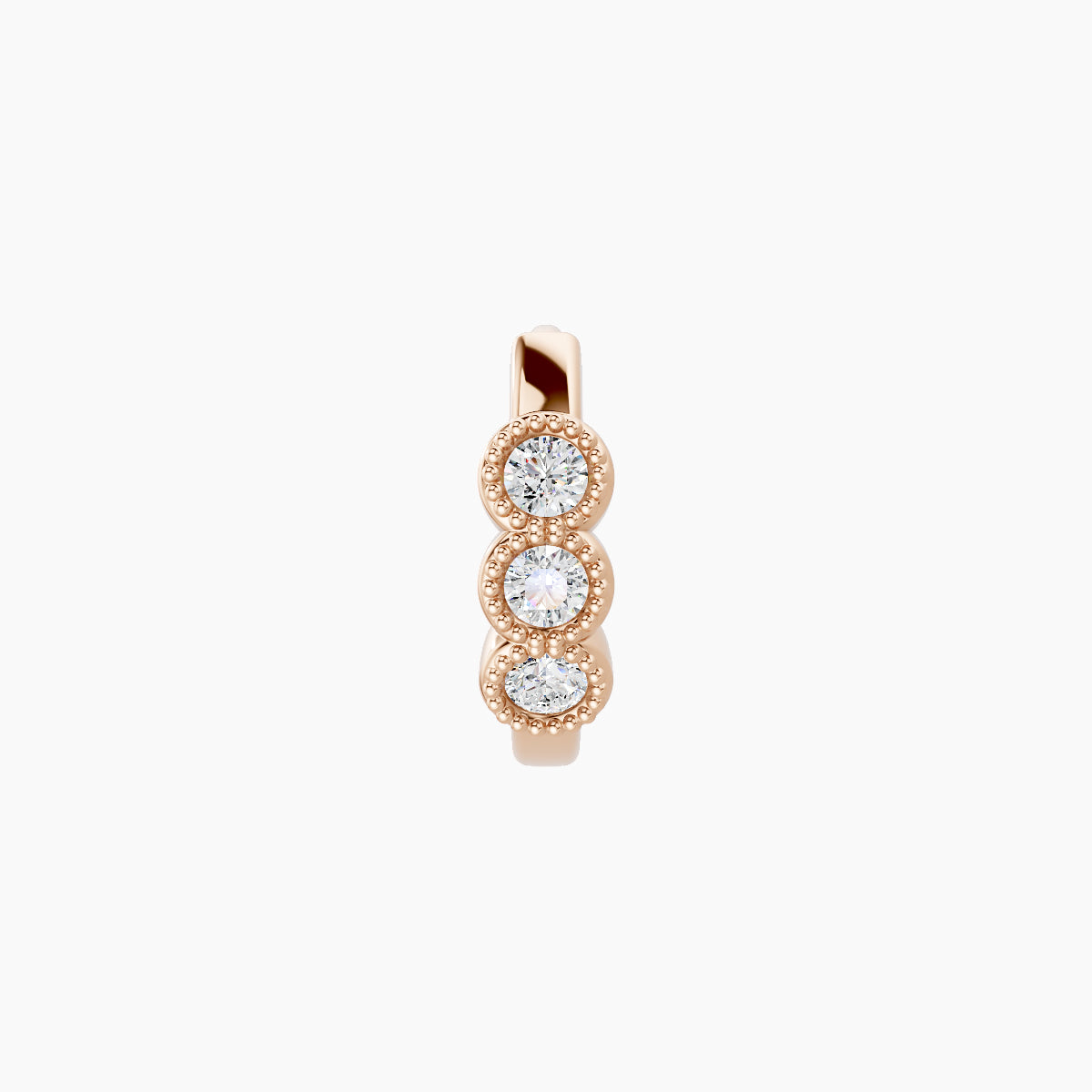 Irene | 18k Rose Gold 6.5 mm Trilogy Diamond Hoop Piercing