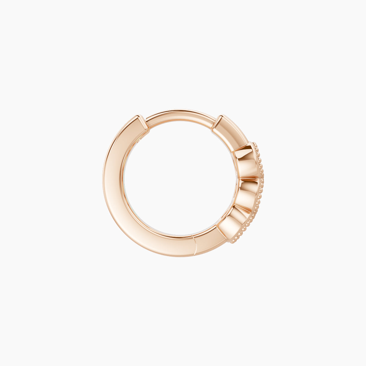 Irene | 18k Rose Gold 6.5 mm Trilogy Emerald Hoop Piercing