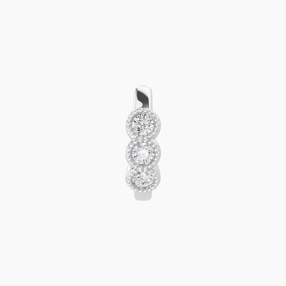 Irene | 18k White Gold 6.5 mm Trilogy Diamond Hoop Piercing