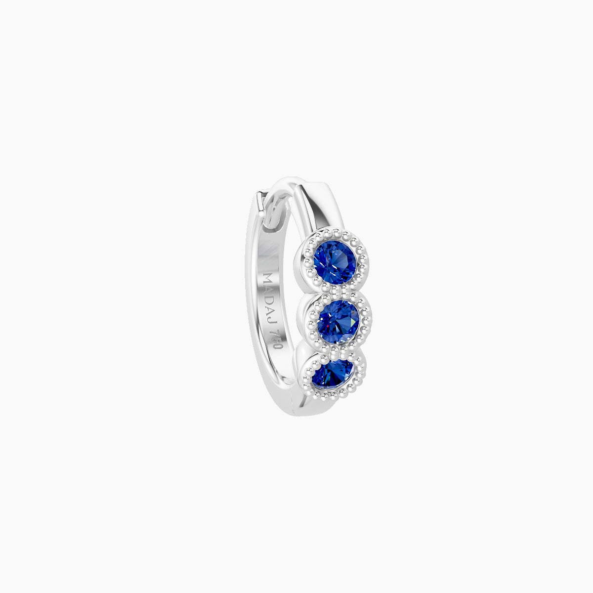 Irene | 18k White Gold 6.5 mm Trilogy Sapphire Hoop Piercing