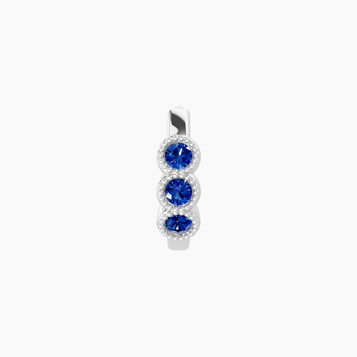 Irene | 18k White Gold 6.5 mm Trilogy Sapphire Hoop Piercing