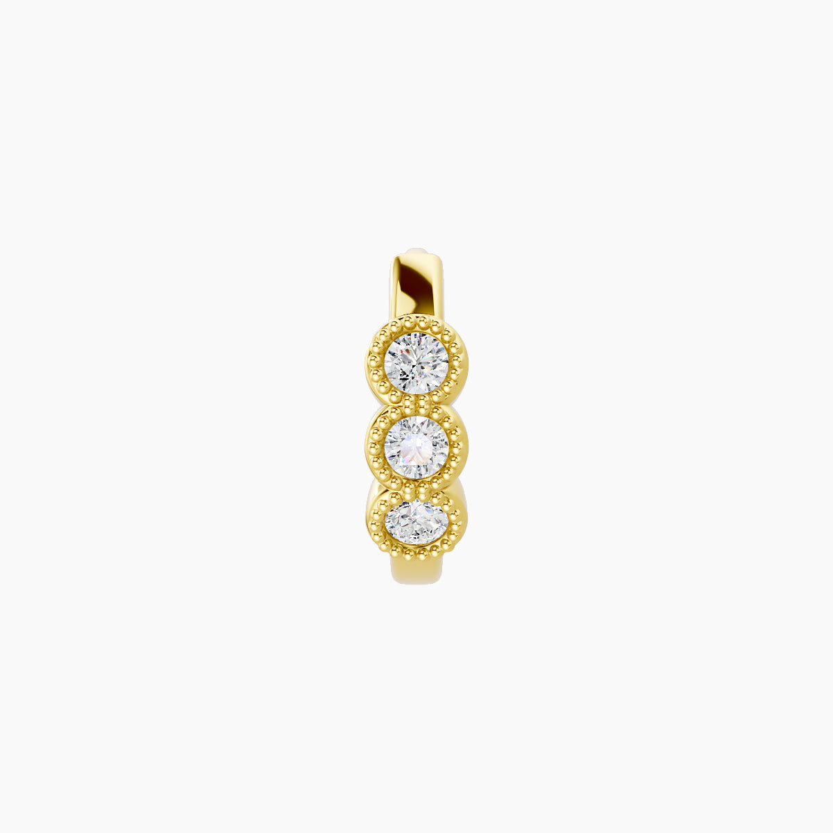 Irene | 18k Yellow Gold 6.5 mm Trilogy Diamond Hoop Piercing