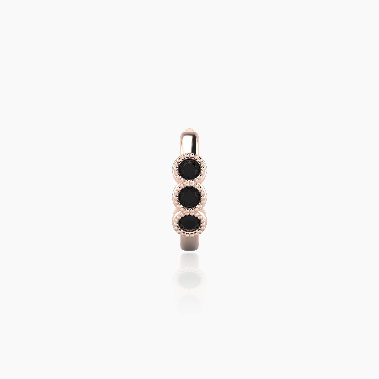 Irene | 18k Rose Gold 6.5 mm Trilogy Black Diamond Hoop Piercing