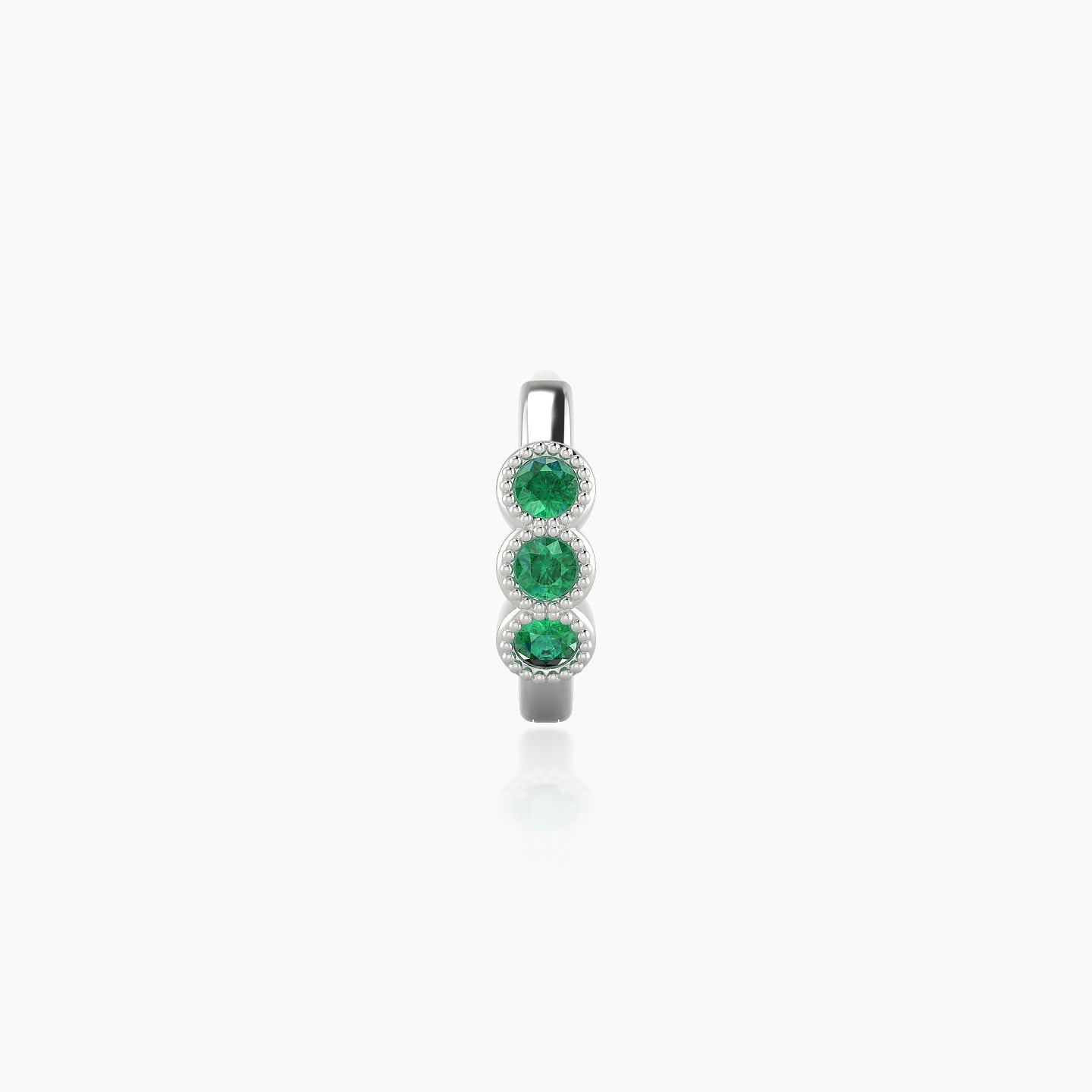 Irene | 18k White Gold 6.5 mm Trilogy Emerald Hoop Piercing