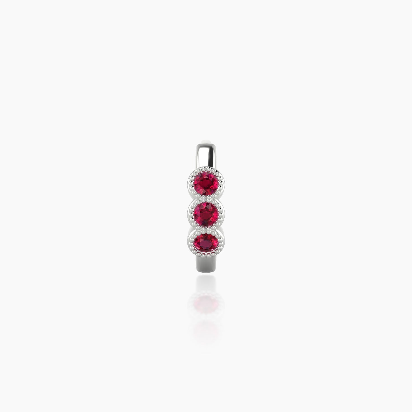 Irene | 18k White Gold 6.5 mm Trilogy Ruby Hoop Piercing