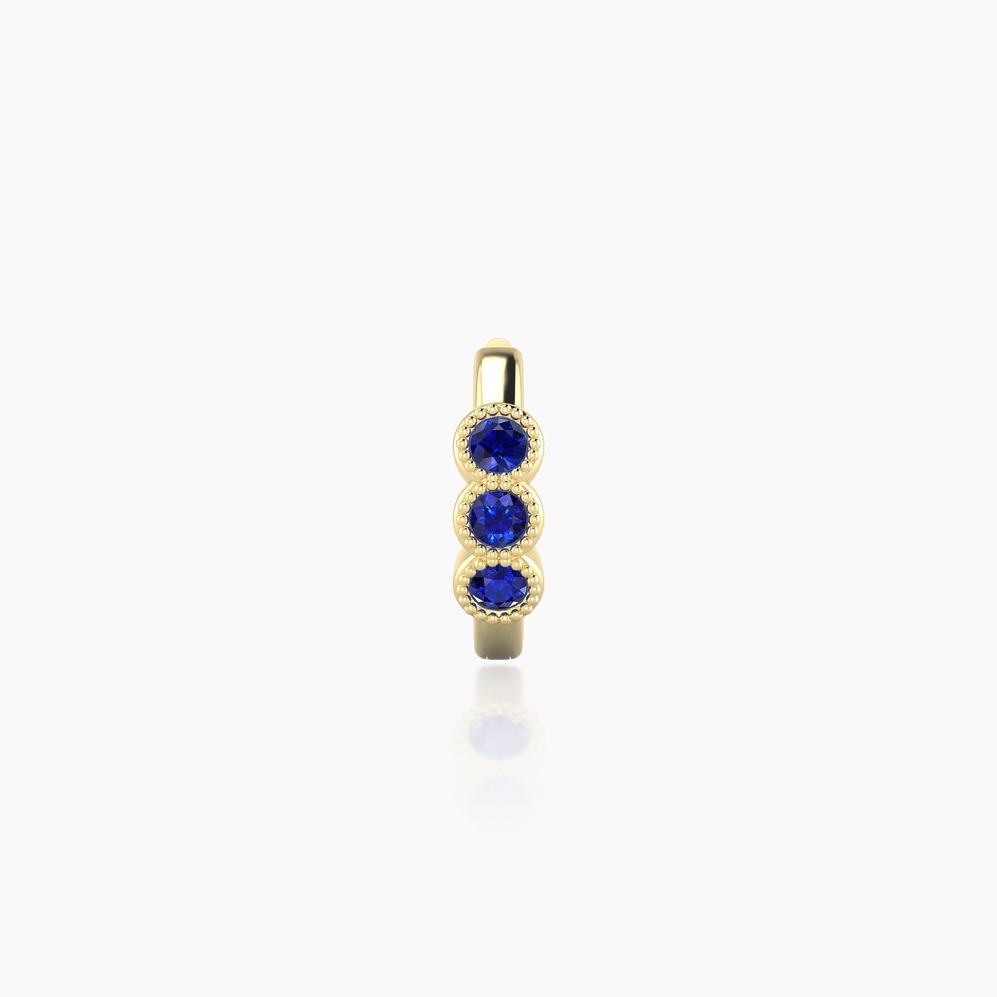 Irene | 18k Yellow Gold 6.5 mm Trilogy Sapphire Hoop Piercing