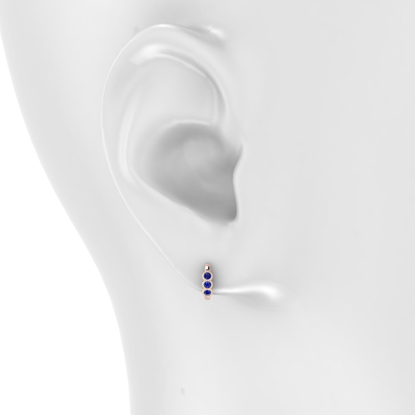 Irene | 18k Rose Gold 6.5 mm Trilogy Sapphire Hoop Piercing