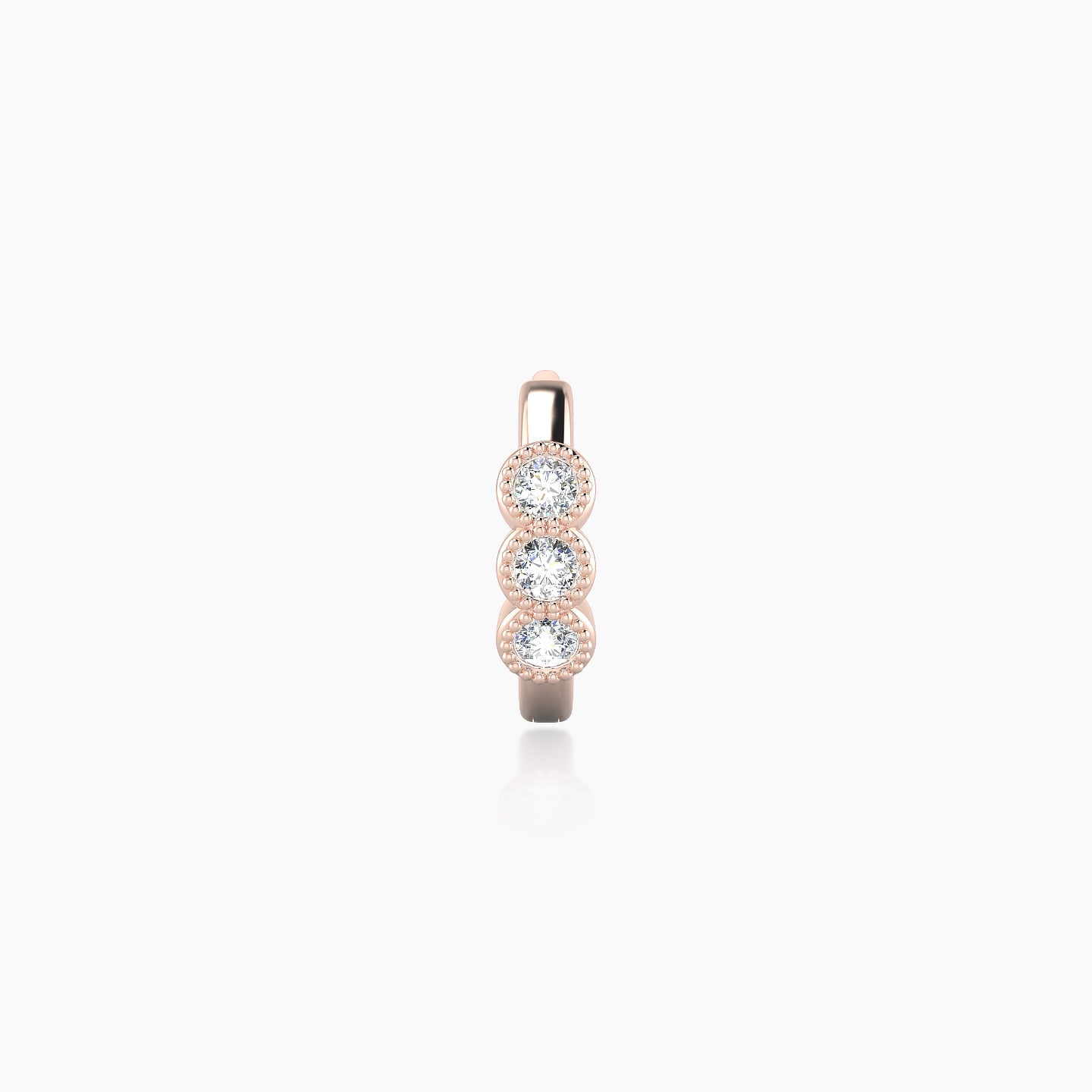 Irene | 18k Rose Gold 6.5 mm Trilogy Diamond Nose Ring Piercing