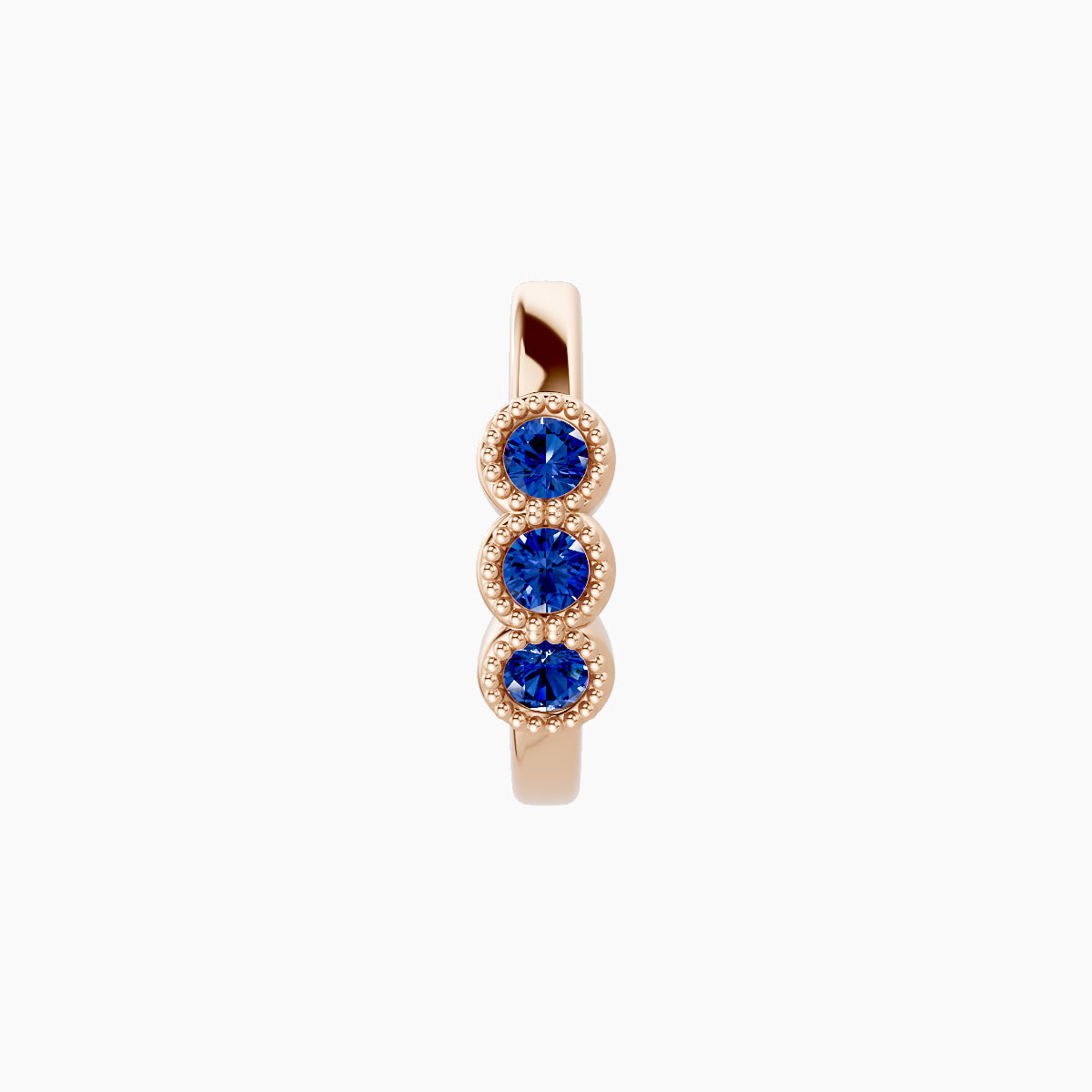 Irene | 18k Rose Gold 8 mm Trilogy Sapphire Hoop Piercing
