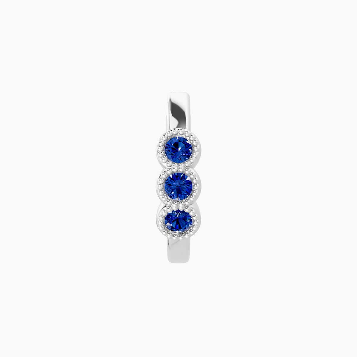 Irene | 18k White Gold 8 mm Trilogy Sapphire Hoop Piercing
