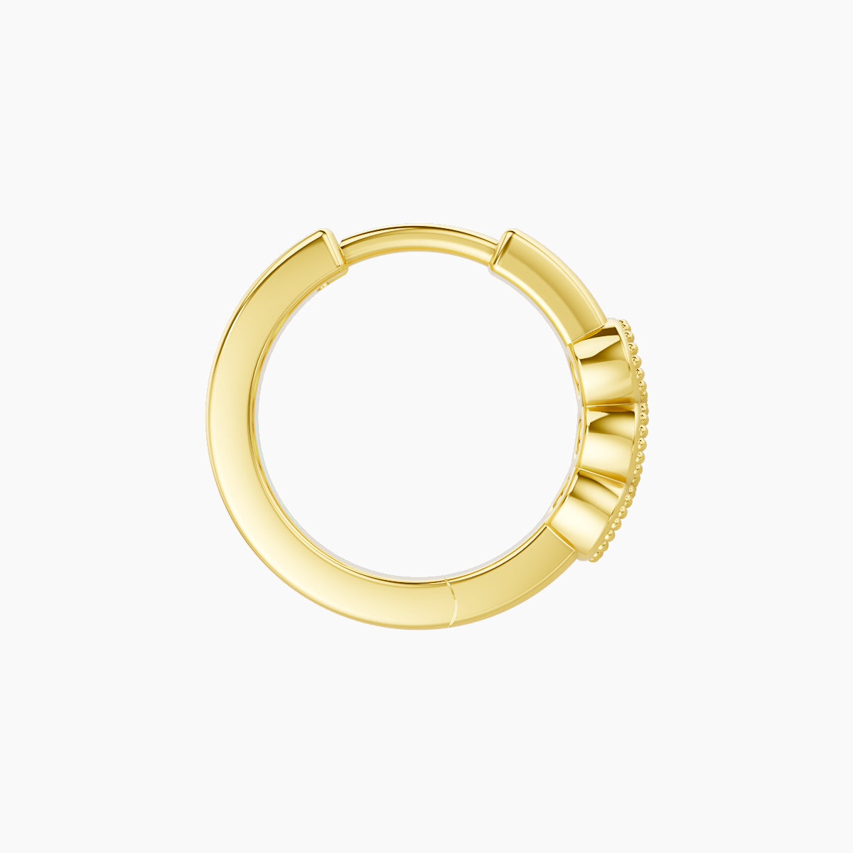 Irene | 18k Yellow Gold 8 mm Trilogy Emerald Hoop Piercing