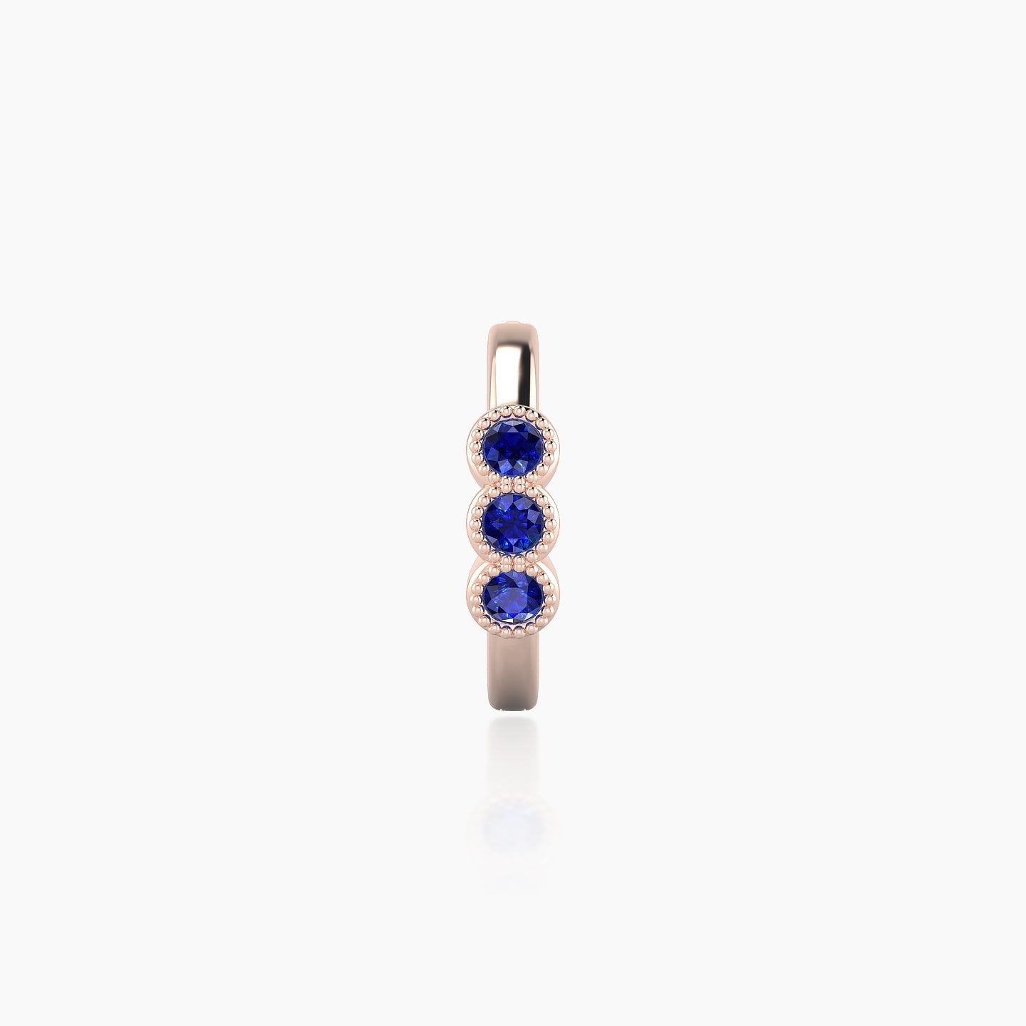 Irene | 18k Rose Gold 8 mm Trilogy Sapphire Hoop Piercing