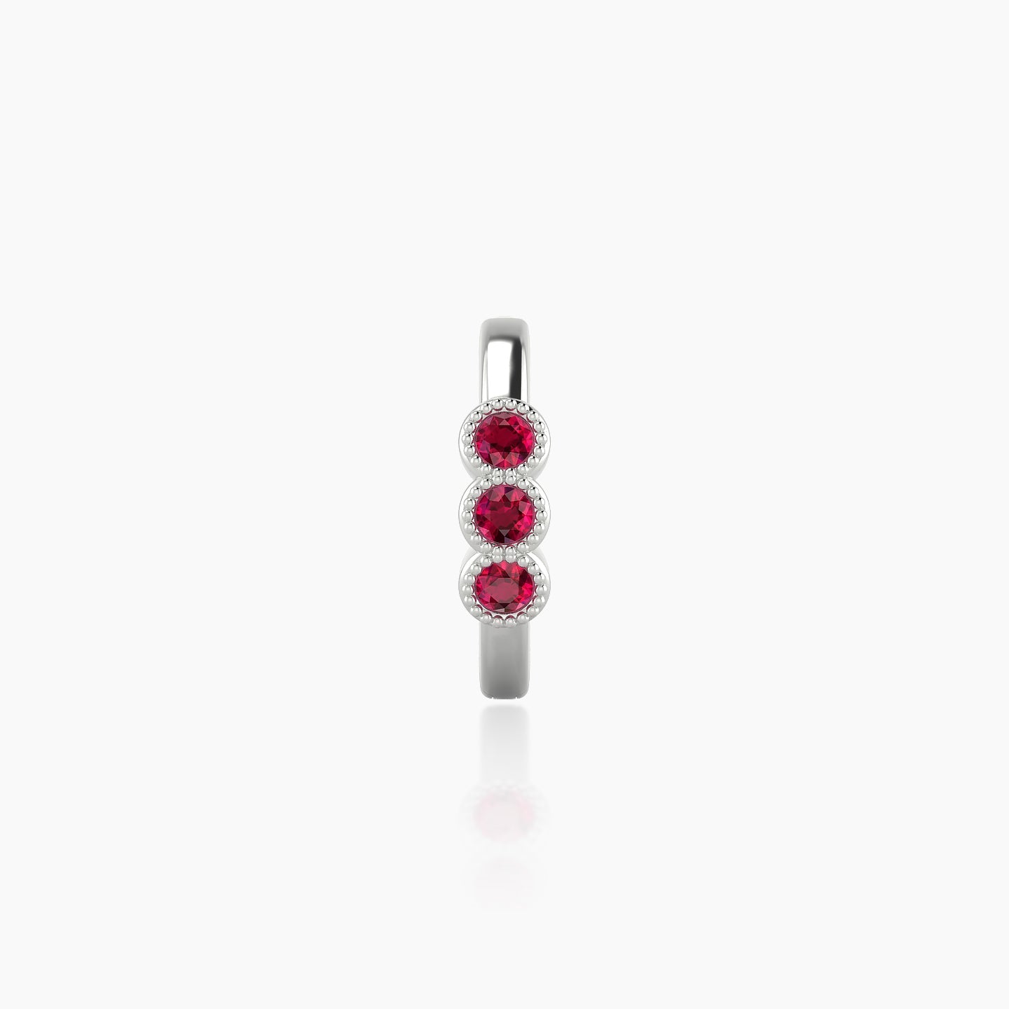 Irene | 18k White Gold 8 mm Trilogy Ruby Hoop Piercing