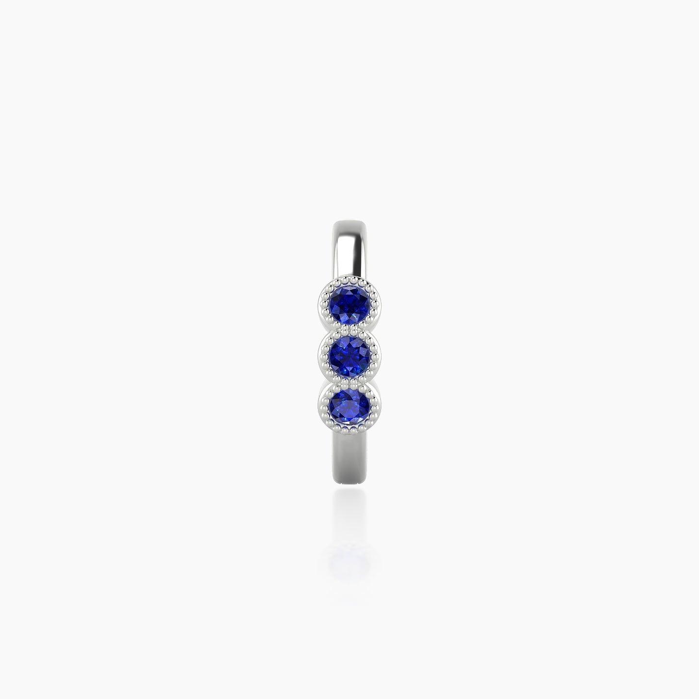 Irene | 18k White Gold 8 mm Trilogy Sapphire Hoop Piercing