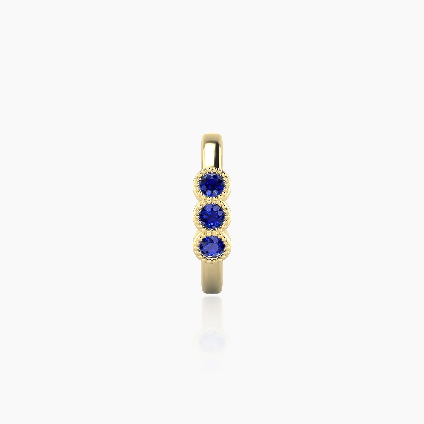 Irene | 18k Yellow Gold 8 mm Trilogy Sapphire Hoop Piercing