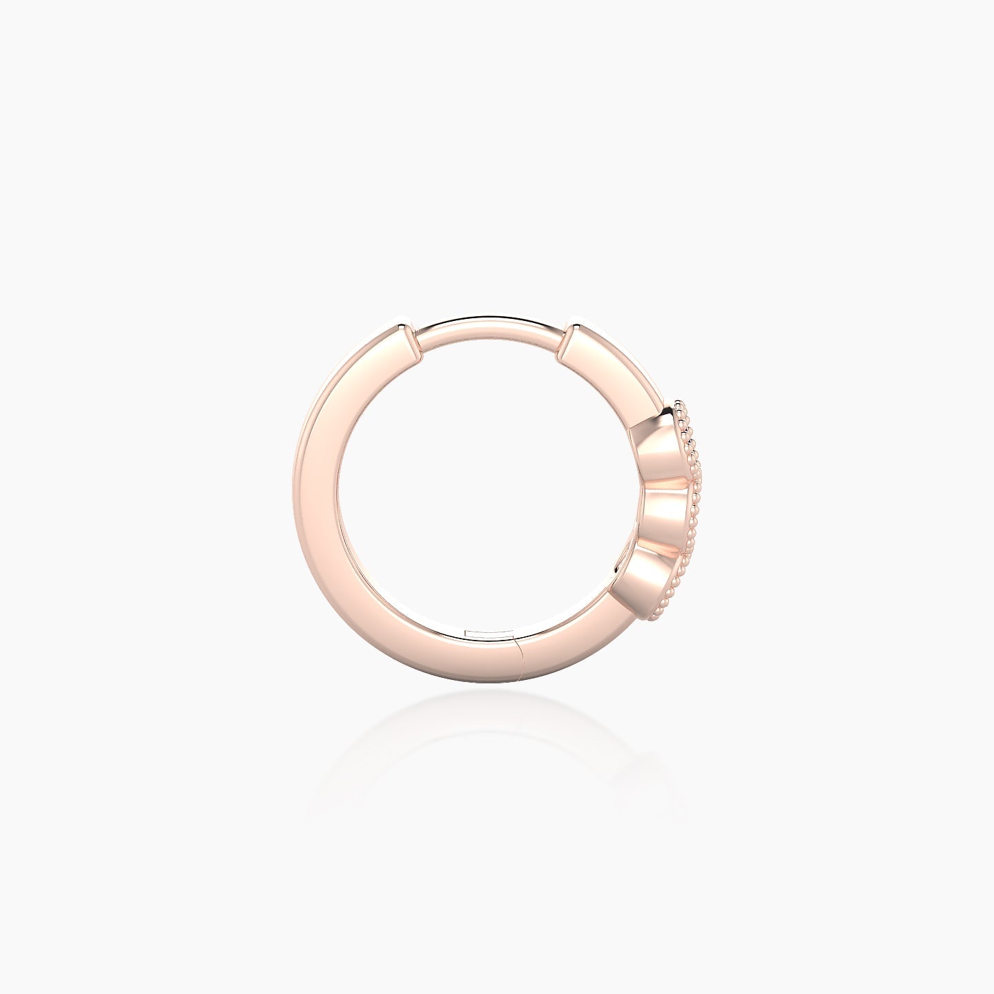 Irene | 18k Rose Gold 8 mm Trilogy Ruby Hoop Piercing