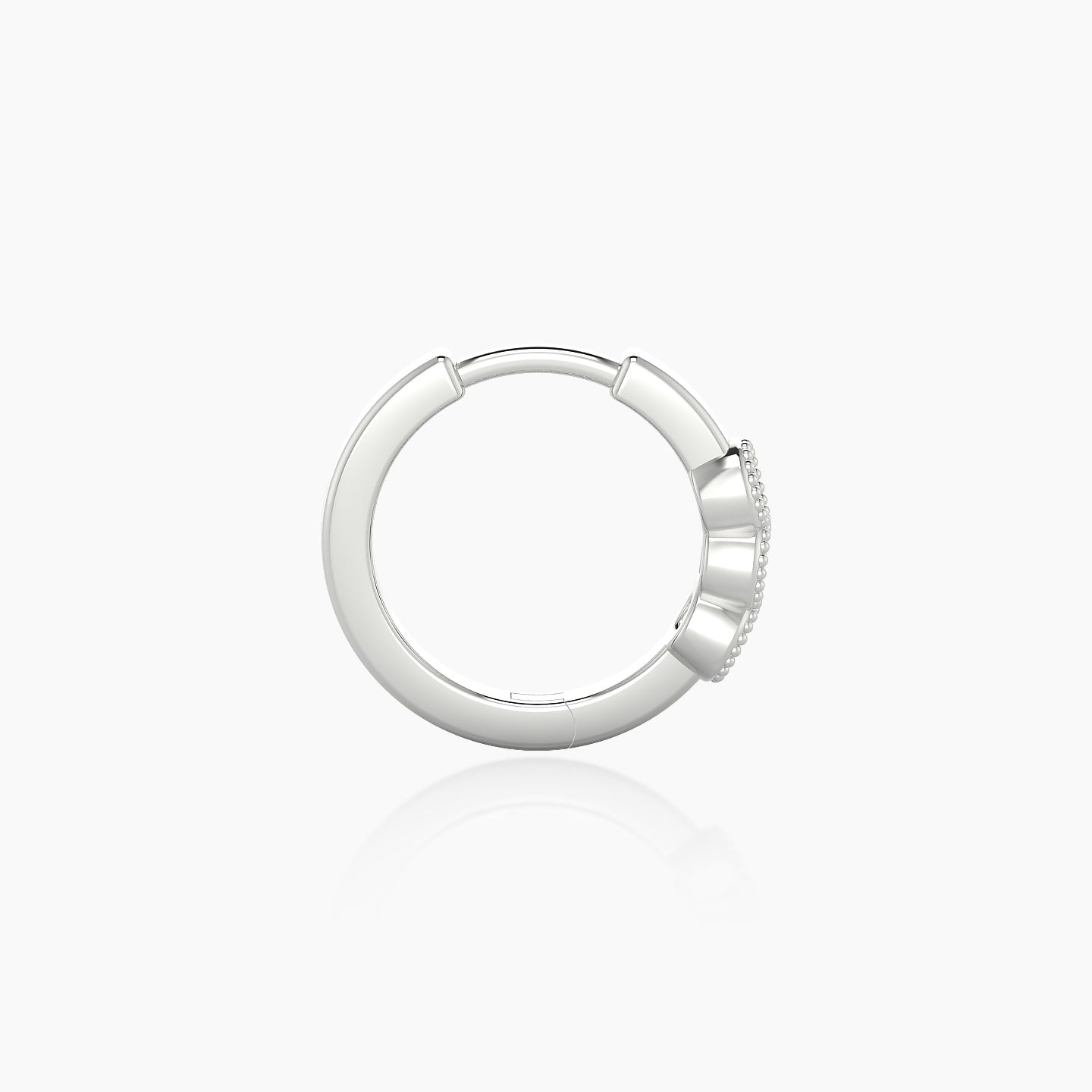 Irene | 18k White Gold 8 mm Trilogy Black Diamond Hoop Piercing