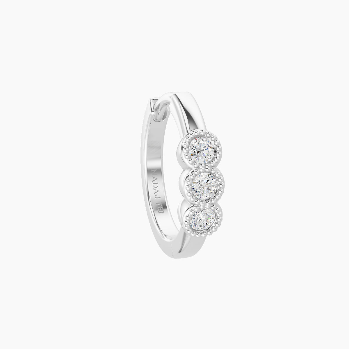 Irene | 18k White Gold 8 mm Trilogy Diamond Nose Ring Piercing
